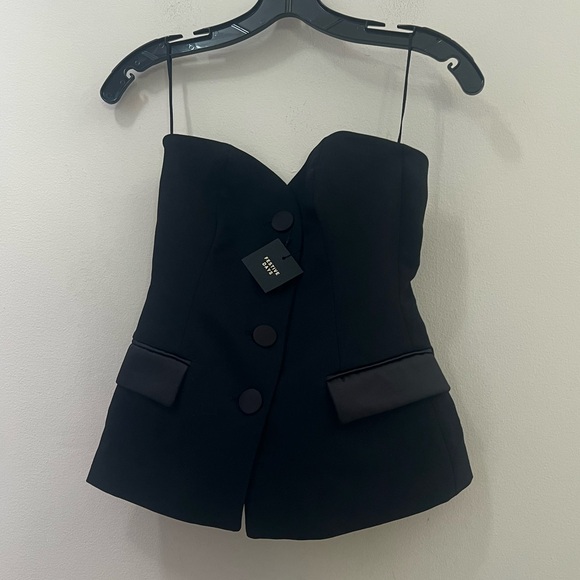 Zara Black Strapless Tailored Bustier - Picture 6 of 16